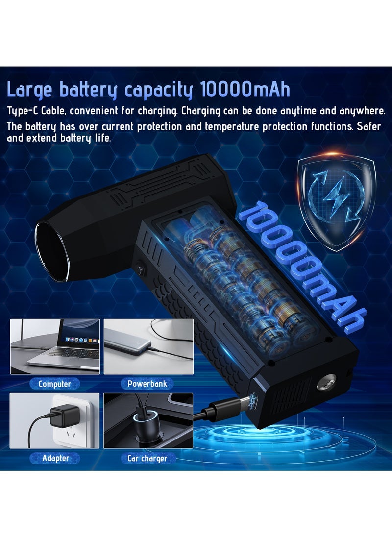 Jubilin Jet Dry Mini Blower, 180000 RPM Portable Mini Jet Dry Blower, 4 Speeds Adjustable Electric Air Duster With  with Flashlight (10000 mAh) for Computer Keyboard,Outdoors,Car,Home  - Image 3