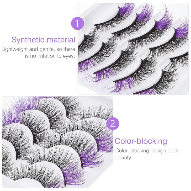5 Pairs Colored Synthetic Eye Lashes Natural Wispy Eyelash Extensions Cat Eye Look for Makeup Glamorous Cosmetic Use - Image 3