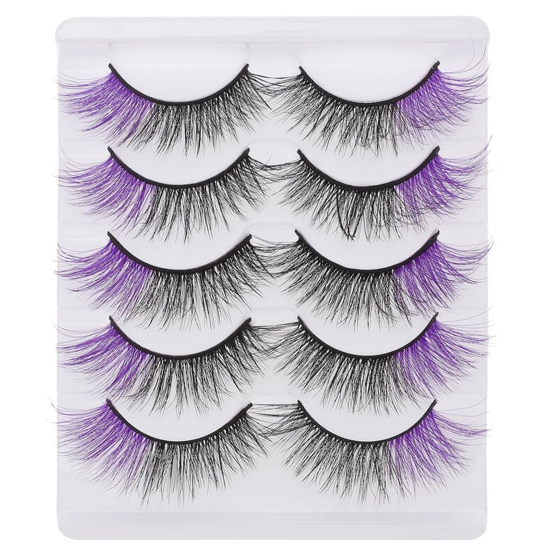 5 Pairs Colored Synthetic Eye Lashes Natural Wispy Eyelash Extensions Cat Eye Look for Makeup Glamorous Cosmetic Use - Image 1