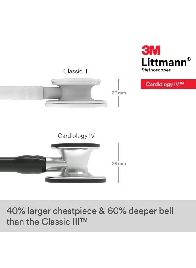 سماعة طبية 3M Littmann، Cardiology IV، أنبوب أسود، قطعة صدرية من الفولاذ المقاوم للصدأ، 22 بوصة، 6152 - Image 3