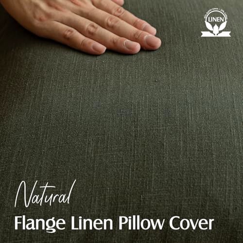Foindtower Pack of 2 Decorative Linen Solid Throw Pillow Covers Soft Accent Cushion Case Farmhouse Neutral Pillowcase for Chair Couch Sofa Bedroom Living Room Home Decor 24 x 24 Inch Dark Olive Green - Image 3