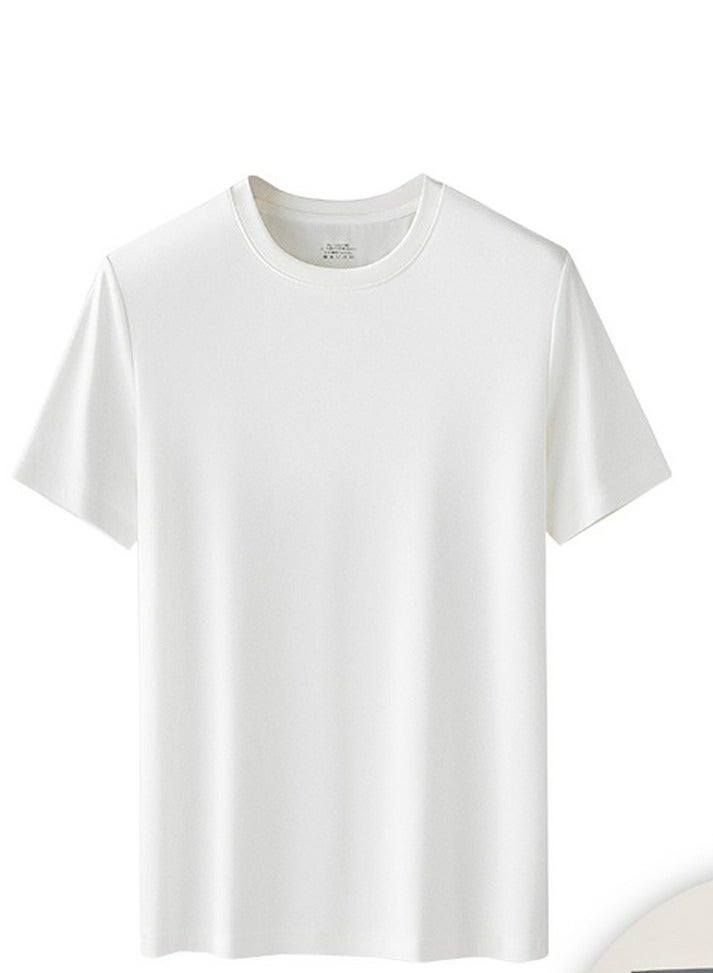 Loquat Men's Solid Color Classic Short Sleeve Crew Neck Modal T-Shirt White 