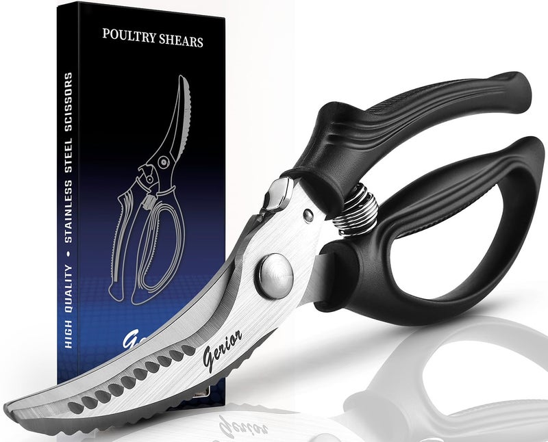 Gerior Heavy Duty Poultry Shears - Kitchen Scissors for Cutting Chicken, Poultry, Game, Meat - Chopping Vegetable - Spring Loaded - Image 1