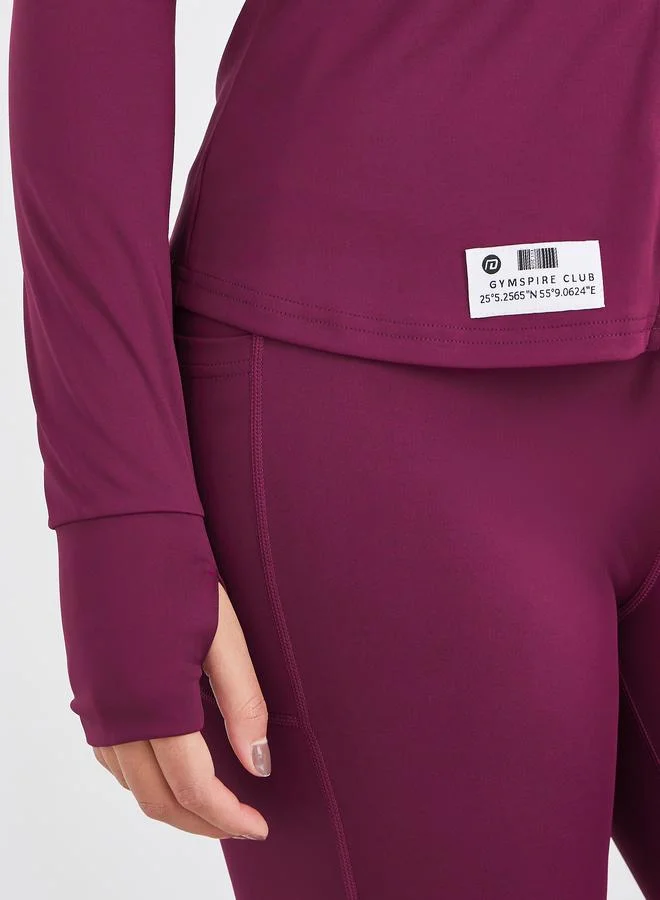 Styli Active Burgundy Gymspire Edition - Label and Tab Dual Way Zip Detail Jacket for Women | Best Price UAE