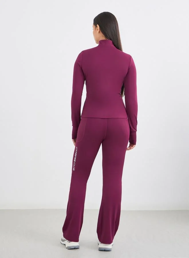 Styli Active Burgundy Gymspire Edition - Label and Tab Dual Way Zip Detail Jacket for Women | Best Price UAE