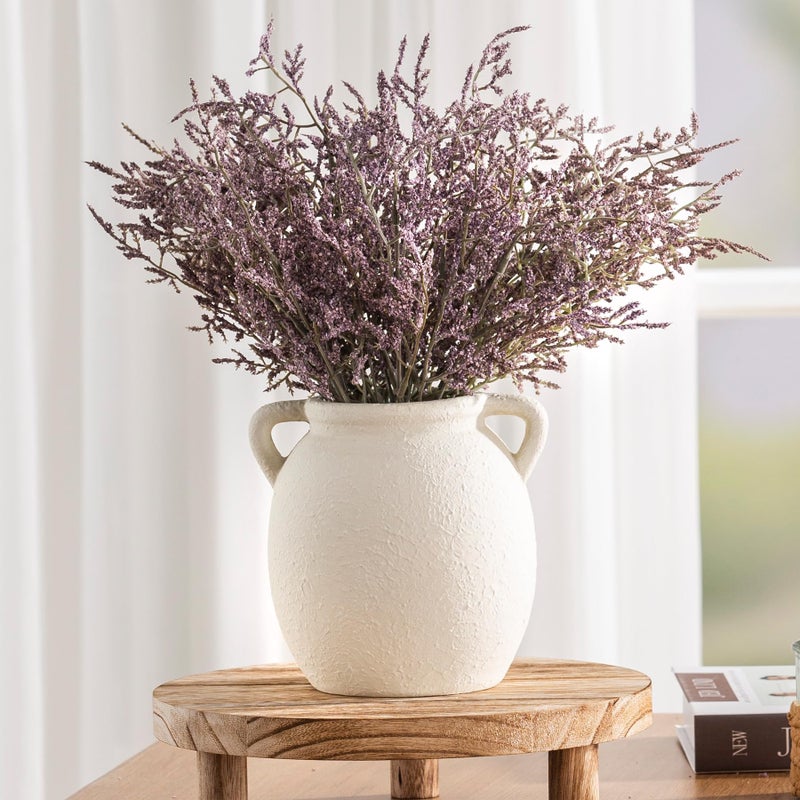 Dobbyby Ceramic Flower Small Vase 6 inch Farmhouse Rustic Vase Decorative Pottery Terracotta Vases for Home Decor Table Mantle Fireplace Living Room Bathroom Wedding Centerpiece - Image 5