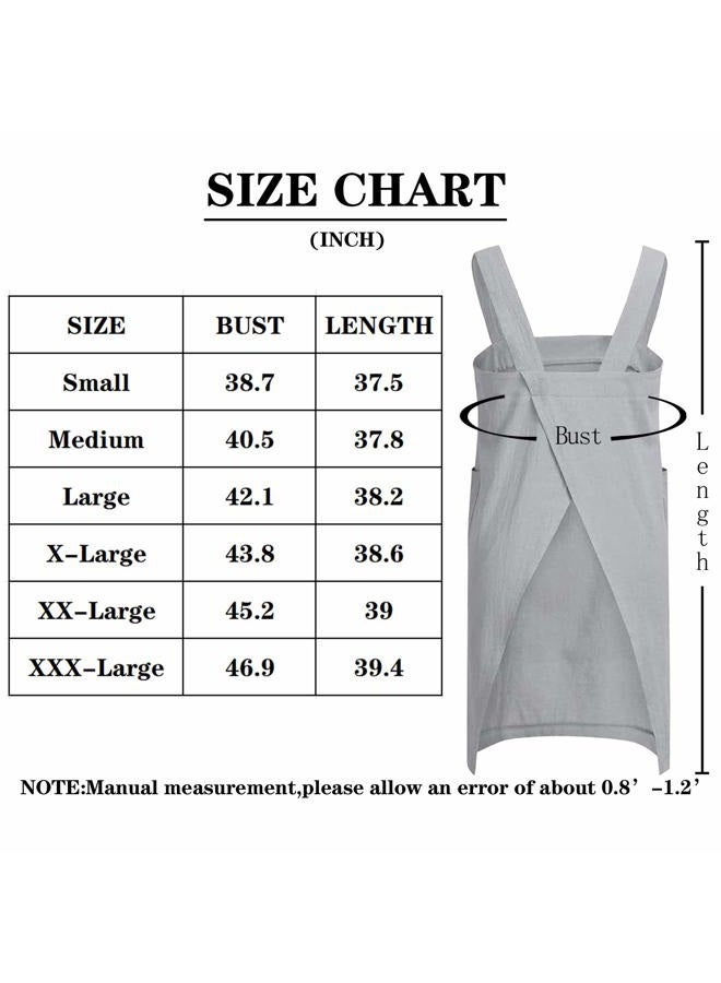 VLZUFE Cotton Linen Apron for women Cross Back Apron Pinafore Dress for Baking Cooking Gardening Work, Green, 3XL - Image 5