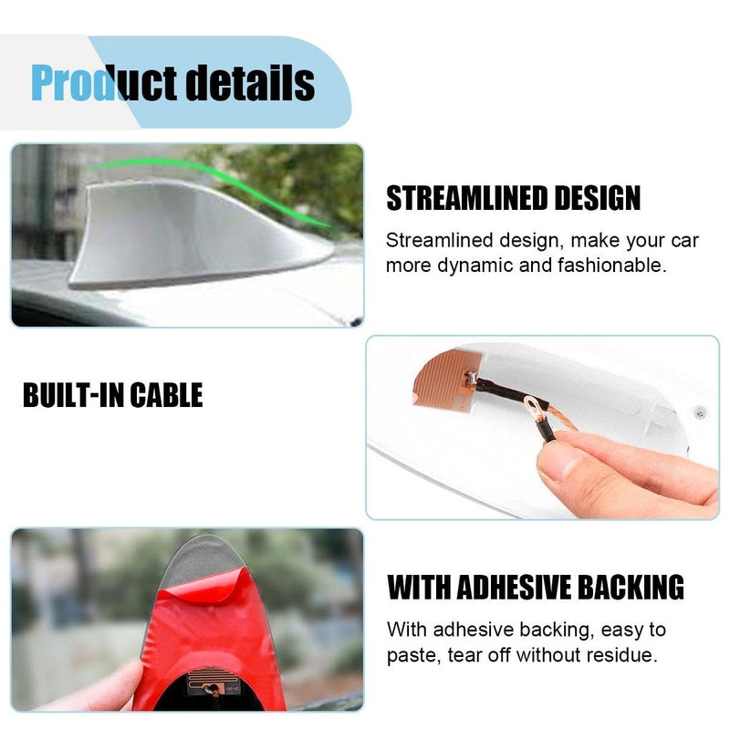 LHDOS Car Shark Fin Antenna Cover, Plastic Automotive Signal Roof Aerial Cover with Adhesive Tape, Universal Roof Mount Antenna Replacement Vehicle Decorative Cover for Car Truck SUV (Silver) - Image 3