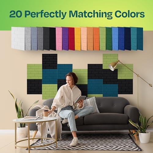 Ekkogo Acoustic Panels 18-Pack Soundproof Wall Panels 12"X12"X0.4" Brick Style Sound Panels Premium Sound Dampening Panels Easy Self Adhesive Installation - [Deep Black] - Image 4