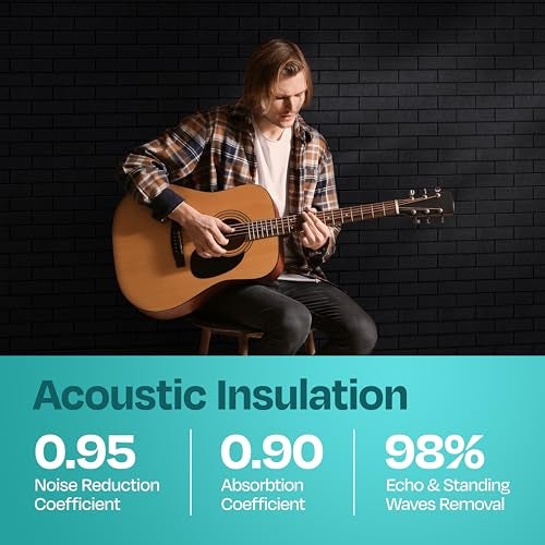 Ekkogo Acoustic Panels 18-Pack Soundproof Wall Panels 12"X12"X0.4" Brick Style Sound Panels Premium Sound Dampening Panels Easy Self Adhesive Installation - [Deep Black] - Image 3