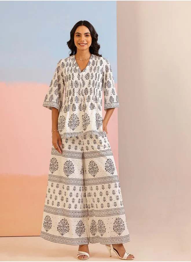 sanskrutihomes Sanskrutihomes Floral Printed Cotton Top and Pants Co-Ords