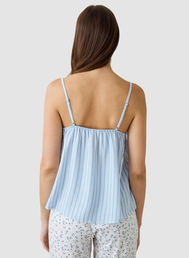 Penti Light Blue Lilah Striped V-Neck Tank Top - Image 3