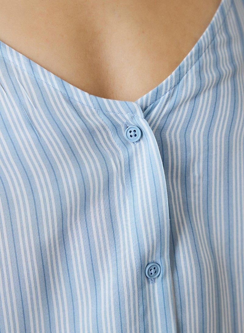 Penti Light Blue Lilah Striped V-Neck Tank Top - Image 4