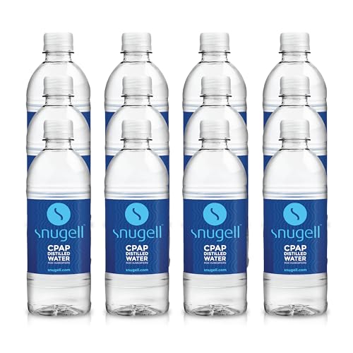 Snugell Distilled Water for CPAP Machines, Travel Size Bottles (12 -Pack, 16.9 oz Each) – Up to 30 Days Supply – Clean, Multi-Use, Travel-Friendly, Made in USA - Image 1