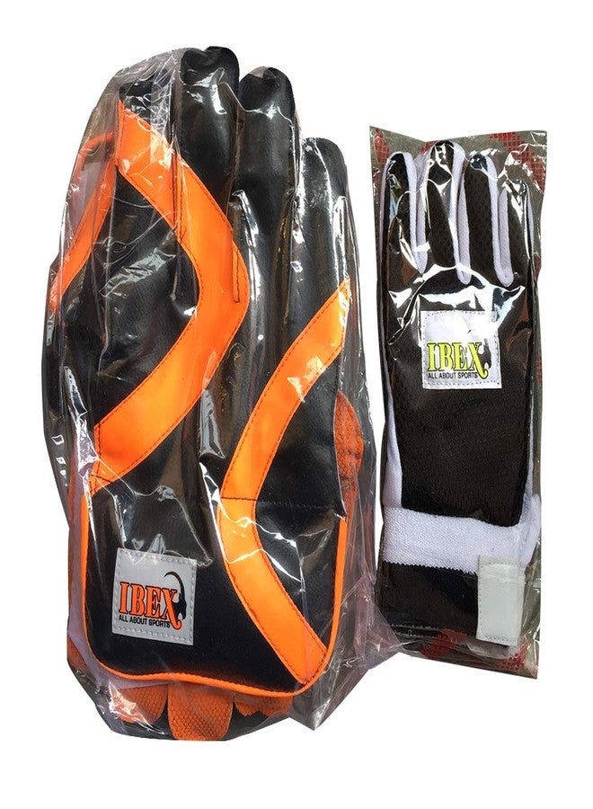 JetFire Ibex College Wicket Keeping Gloves Combo with Black Inner Gloves Wicket Keeping Gloves (Men, Orange, Black) - Image 4