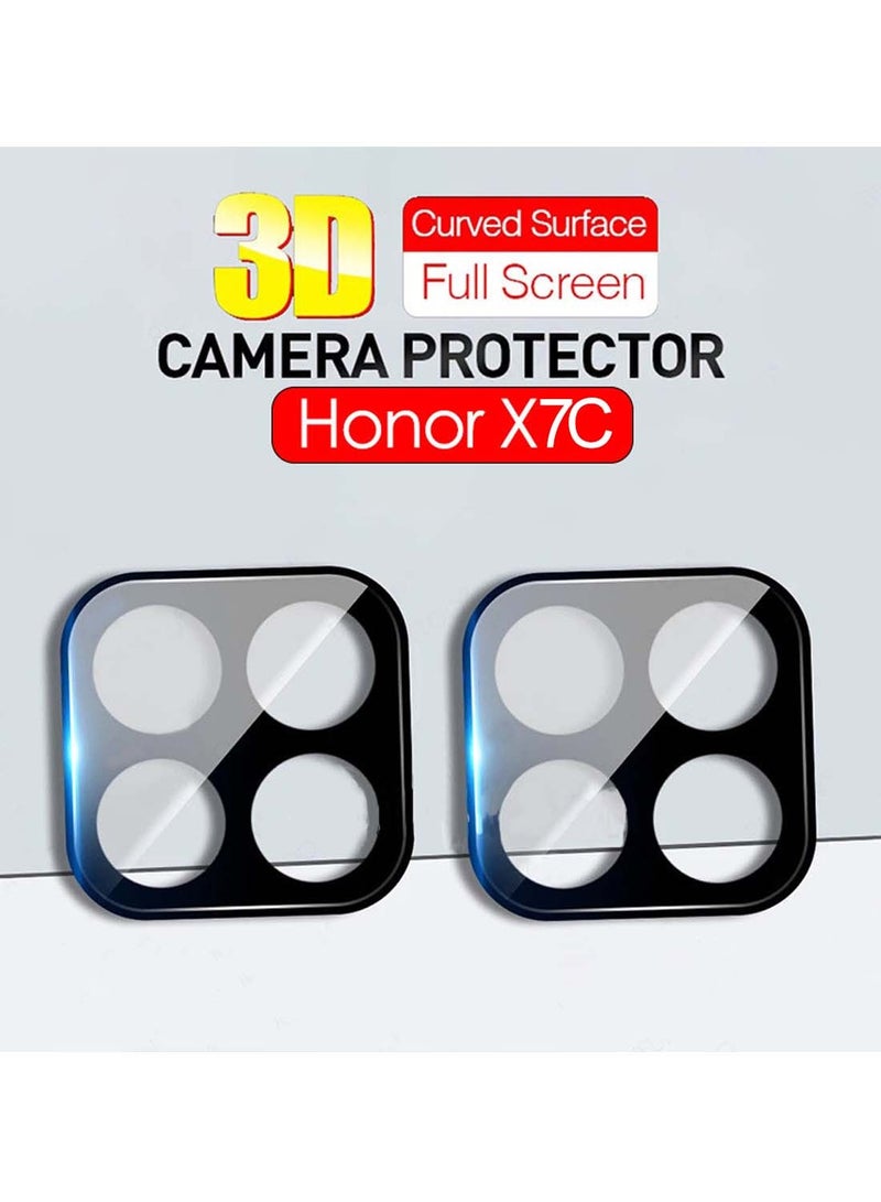 Wtech Honor X7c 4G / Honor 200 Smart 5G 2024 Premium Camera Lens Tempered Glass Protector Shield - Clear/Black - Image 2
