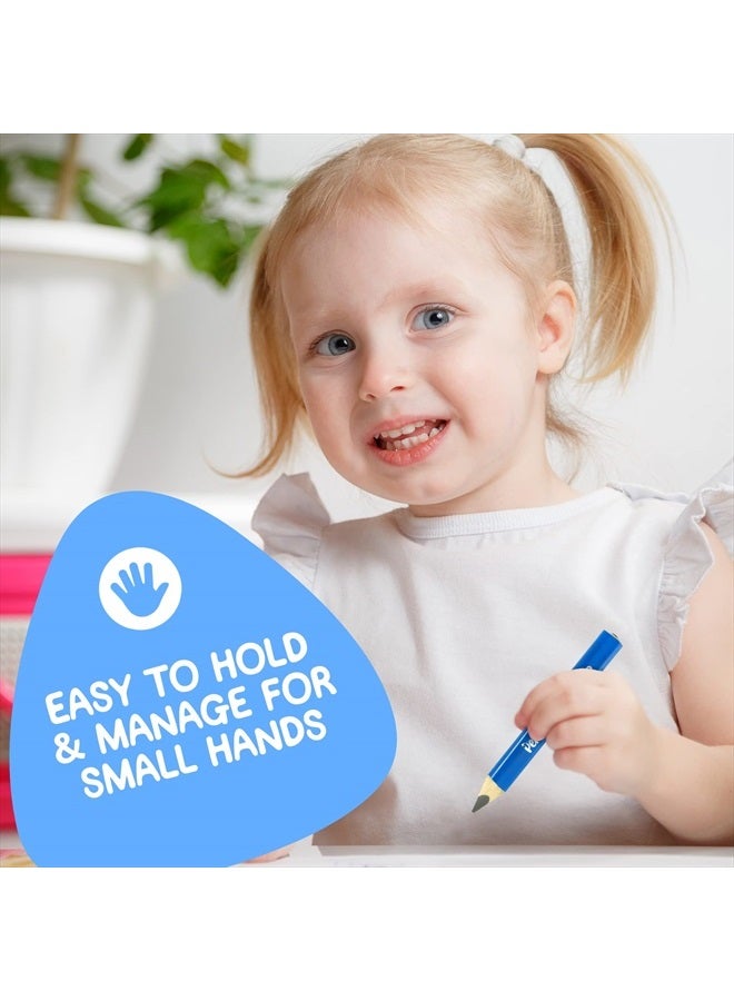 Pencil Buddies Jumbo Kids Triangle Pencils for Preschoolers, Kindergarten, Toddlers & Beginners (2 Sets) - 8 Short Triangular Pencils & Sharpener, Fat Pencils for Kindergarten, 2B (Light Blue, 2 Sets)  - Image 4