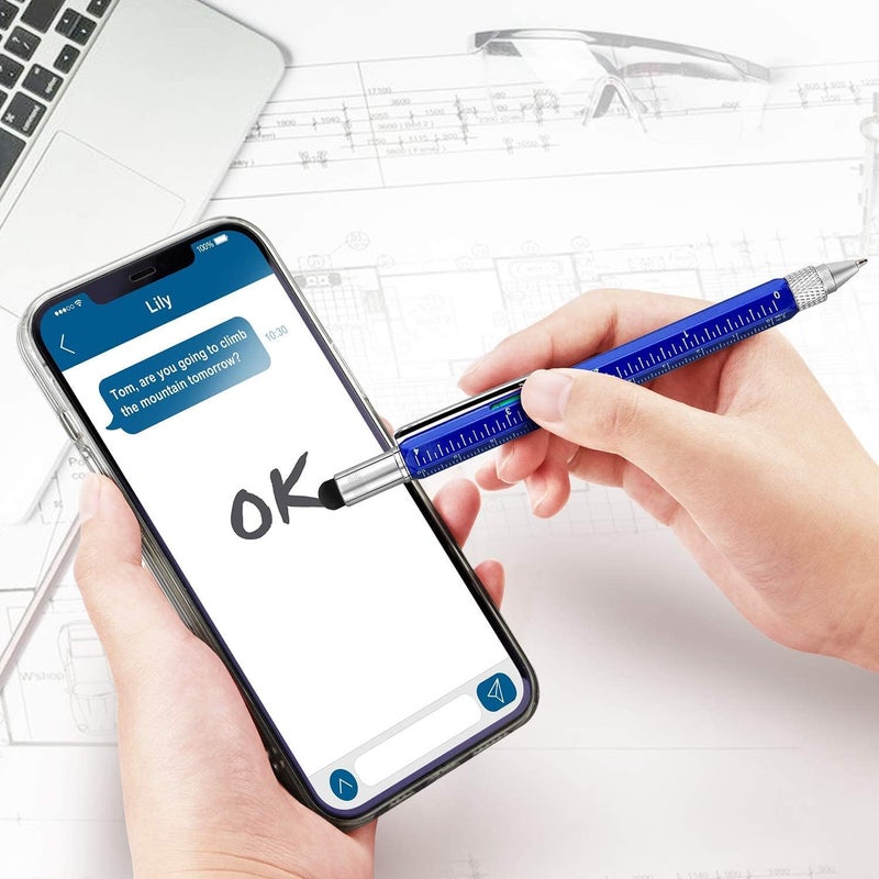 MATSON Unique 6 In 1 Pen Multitool With Ballpoint, Ruler, Screwdriver, Flat Head, Touch-Screen Stylus Pen Mini Multifunction Pen All-In-One Tech-Tool Pen With Refills (Multicolor) - Image 4