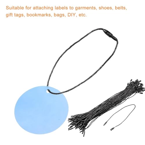 Aakriti Wax Hang Tag String Rope with Snap Lock Pin Loop Fastener Hook Ties for Clothes Gift Bags Price Tags Shoes Tag Rope for Belts Pocket Luggage Label Attachment (Black Wax Tag, 200pcs) - Image 3