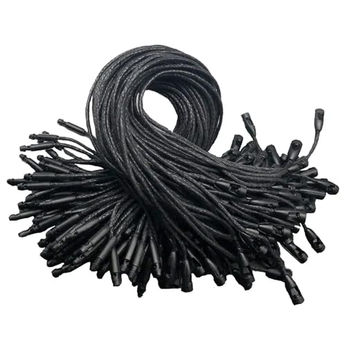 Aakriti Wax Hang Tag String Rope with Snap Lock Pin Loop Fastener Hook Ties for Clothes Gift Bags Price Tags Shoes Tag Rope for Belts Pocket Luggage Label Attachment (Black Wax Tag, 200pcs) - Image 1