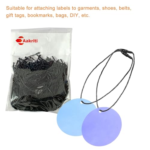 Aakriti Wax Hang Tag String Rope with Snap Lock Pin Loop Fastener Hook Ties for Clothes Gift Bags Price Tags Shoes Tag Rope for Belts Pocket Luggage Label Attachment (Black Wax Tag, 200pcs) - Image 4