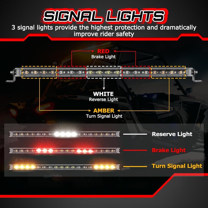 OFFROADTOWN 20" LED Chase Light Bar - UTV Rear Light Bar with Emergency Strobe and Signal Functions - Image 3