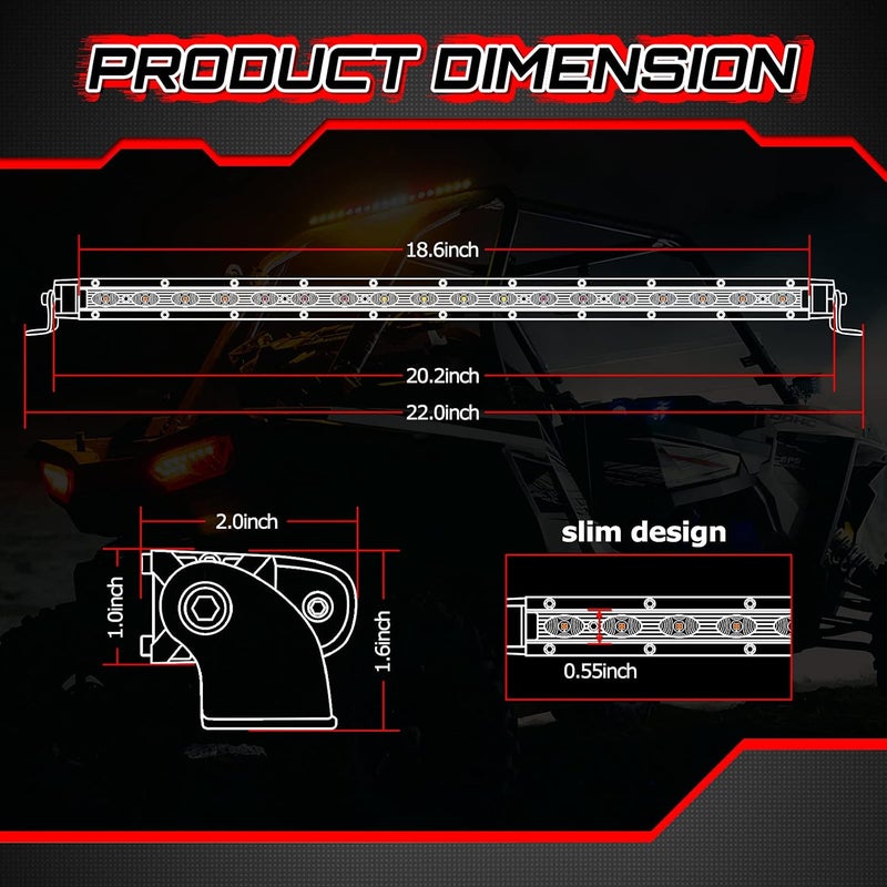 OFFROADTOWN 20" LED Chase Light Bar - UTV Rear Light Bar with Emergency Strobe and Signal Functions - Image 2