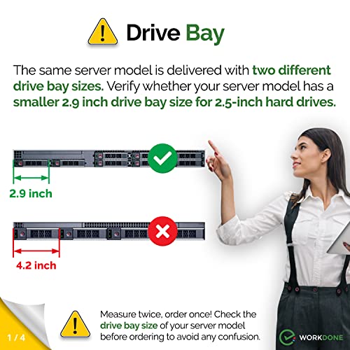 WORKDONE 4-Pack - 2.5" Hard Drive Caddy - Compatible for Dell PowerEdge Servers - 14th Gen R440 R640 R740 R740xd R840 R940 R6415 R650xs - Bright LED SSD SAS SATA NVMe Tray - Setup with Manual - Image 2