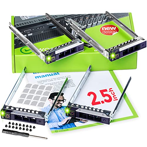 WORKDONE 4-Pack - 2.5" Hard Drive Caddy - Compatible for Dell PowerEdge Servers - 14th Gen R440 R640 R740 R740xd R840 R940 R6415 R650xs - Bright LED SSD SAS SATA NVMe Tray - Setup with Manual - Image 1