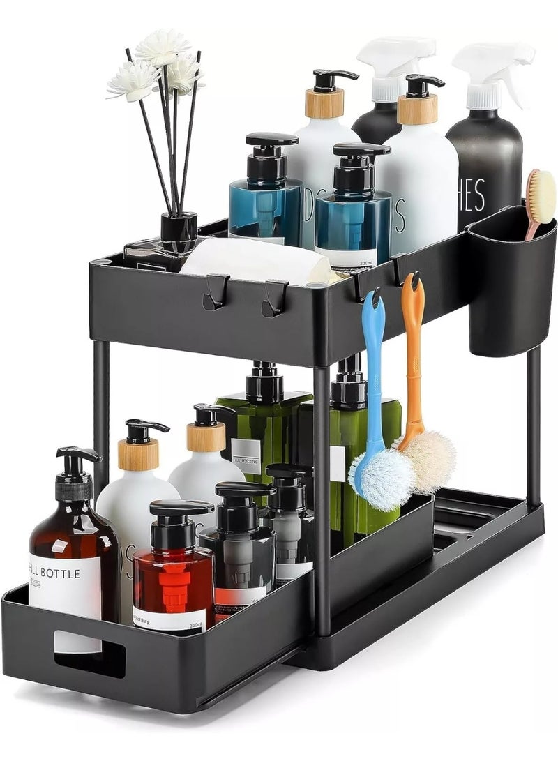Under Sink Storage Organiser, 2 Tier Bathroom Storage, Multi-Purpose U - Image 1