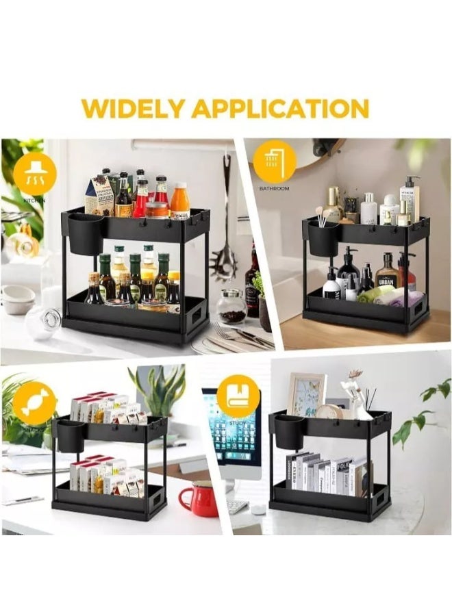 Under Sink Storage Organiser, 2 Tier Bathroom Storage, Multi-Purpose U - Image 2