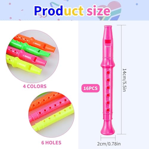 Etmact 12 Pack 55 Inches Plastic Recorders for Kids Mixed Color Flute Musical Instrument Toy for Party Favors Classroom Music Education Gift for ChildrenEaster Basket Stuffers Easter Egg Fillers - Image 5