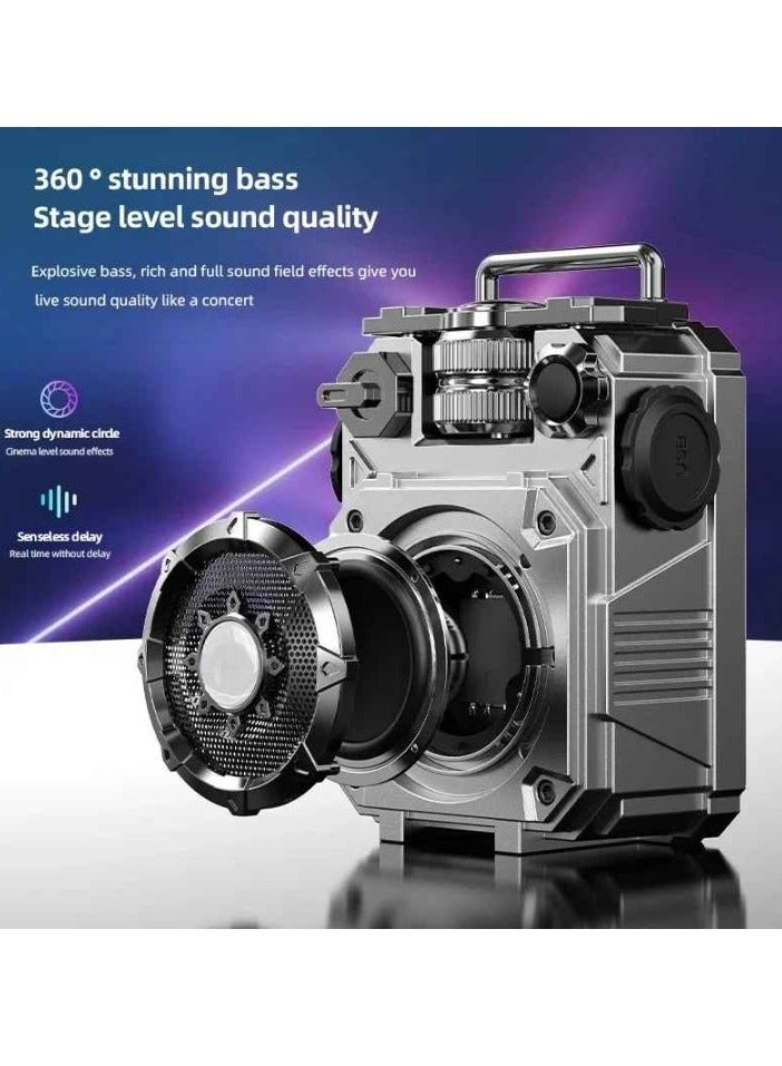 AROAQ Portable Subwoofer, Compact And Lightweight Bluetooth Speaker, Mini Creative Super Bass Music Player, Easy To Carry Durable Sound Box For Indoor And Outdoor, (1pc, Silver) - Image 4
