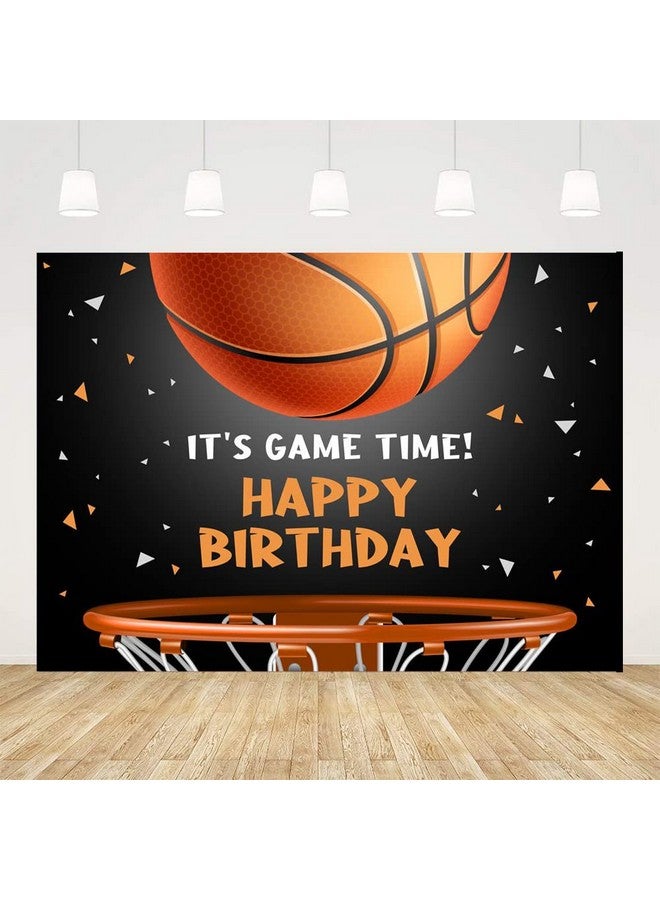 Ticuenicoa 7X5Ft Basketball Themed Backdrop Happy Birthday Party Decorations For Teens Kids Game Time Background For Photography Newborn Baby Birthday Party Cake Table Banner - Image 1