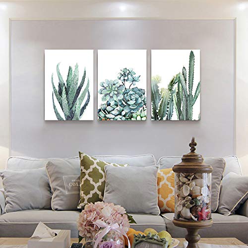 TTHYUEWS Canvas Wall Art for Living Room Bathroom Wall Decor for Bedroom Kitchen Artwork Canvas Prints Green Plant Flowers Painting 12" x 16" 3 Pieces Modern Framed Office Home Decorations Family Picture - Image 5