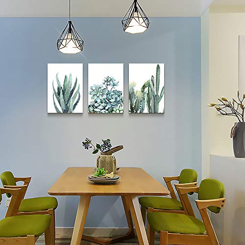 TTHYUEWS Canvas Wall Art for Living Room Bathroom Wall Decor for Bedroom Kitchen Artwork Canvas Prints Green Plant Flowers Painting 12" x 16" 3 Pieces Modern Framed Office Home Decorations Family Picture - Image 4