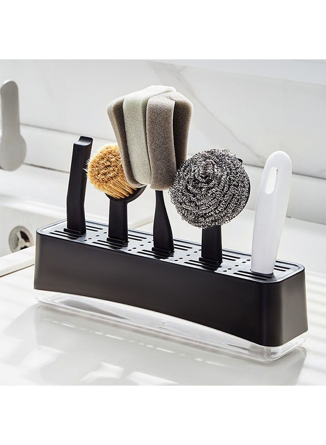 5 pack Cleaning Brush Set, multi-purpose kitchen Cleaning Brush Set with drain rack, wire brush, spong cup brush, pot brush, stove brush, suitable for kitchen Home cleaning, kitchen cleaning tools - Image 2