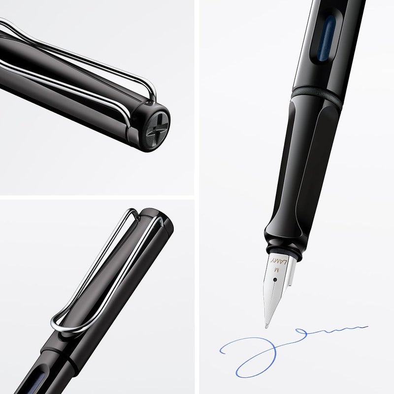لامي 1 LAMY Safari قلم حبر عصري مصنوع من بلاستيك ASA المتين مع قبضة مريحة وسن من الفولاذ – يشمل خرطوشة حبر Lamy T 10 زرقاء - Image 2