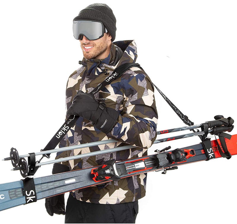 Sklon Ski Strap and Pole Carrier | Avoid the Struggle and Effortlessly Transport Your Ski Gear Everywhere You Go | Features Cushioned Shoulder Sling | Great for Families - Men, Women and Kids - Black - Image 1