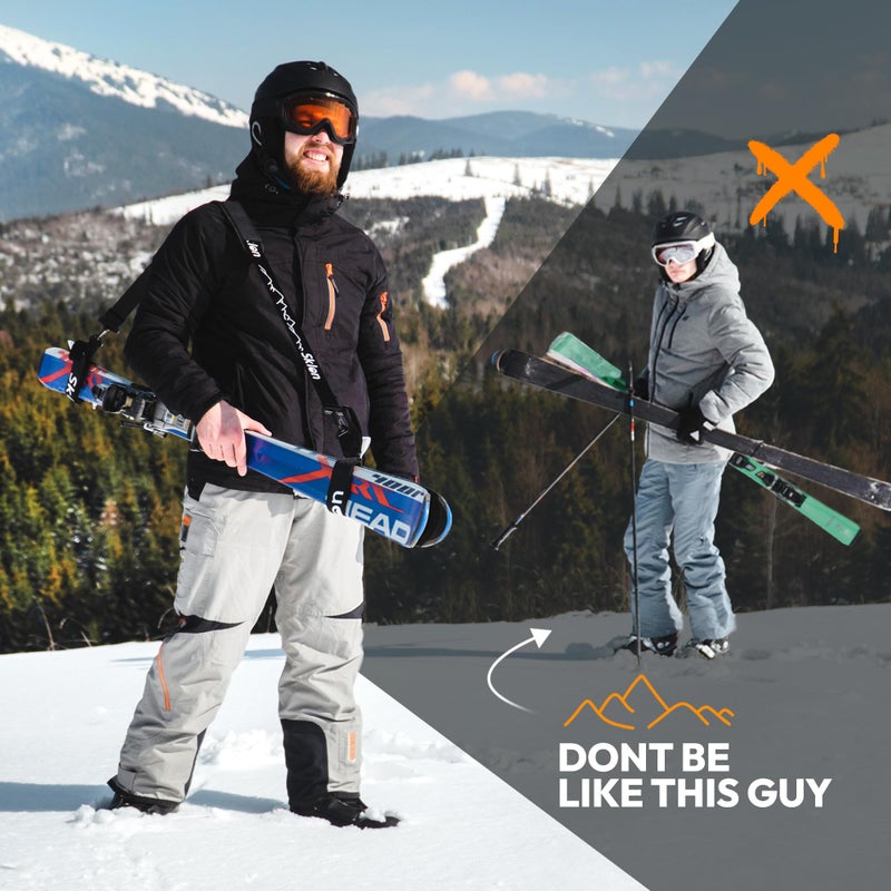 Sklon Ski Strap and Pole Carrier | Avoid the Struggle and Effortlessly Transport Your Ski Gear Everywhere You Go | Features Cushioned Shoulder Sling | Great for Families - Men, Women and Kids - Black - Image 5