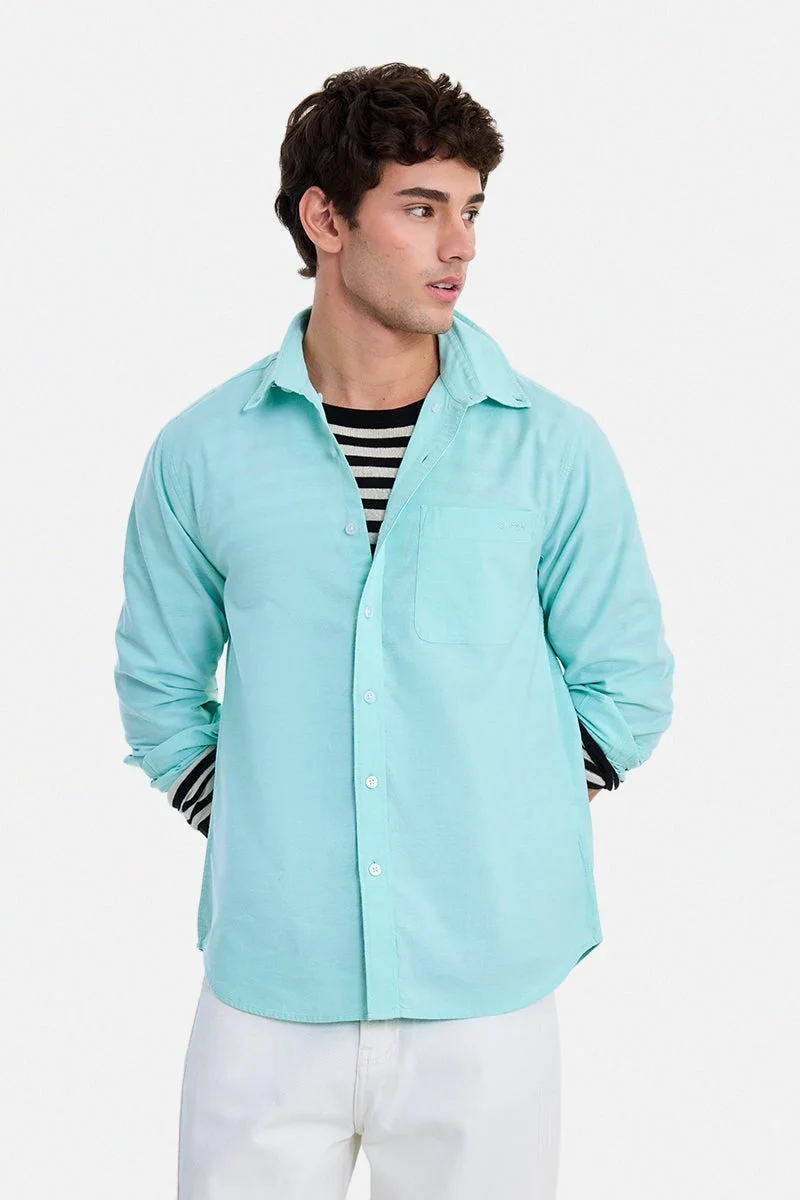 سنيتش Mint Solid Long Sleeve Regular Fit Shirt