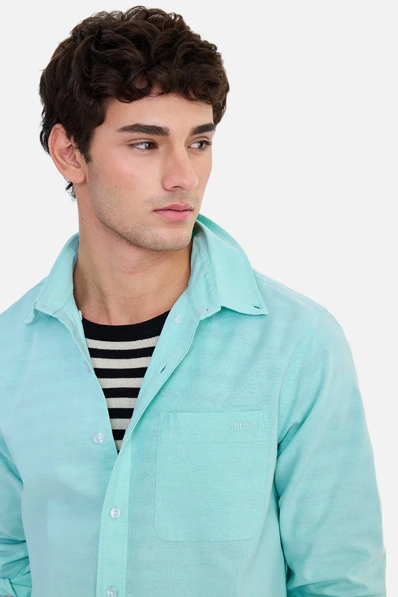 SNITCH Mint Solid Long Sleeve Regular Fit Shirt