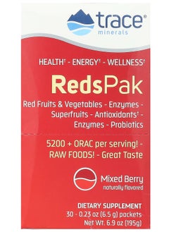 Trace Minerals Reds Pak, Mixed Berry, 30 Packets, 0.23 oz (6.5 g) Each 