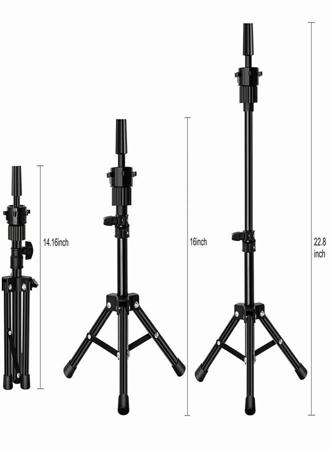 FUTAI Wig Stand Tripod for Hairdresser Practice Style Display Human Hair Mannequin Head Manikin Cosmetology Doll Training Head Mini Adjustable Metal Holder - Image 3