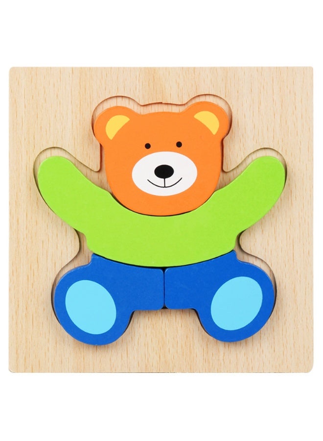 Fun Wooden Preschool 3D Puzzle Blocks - Animal and Vehicle Shapes