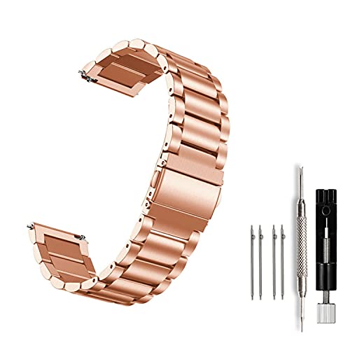 MORANO Moran Stainless Steel Watch Band Quick Release Replacement Metal Strap 20mm 22mm for Men Women (Rose Gold+Folding Clasp, 22mm) - Image 1