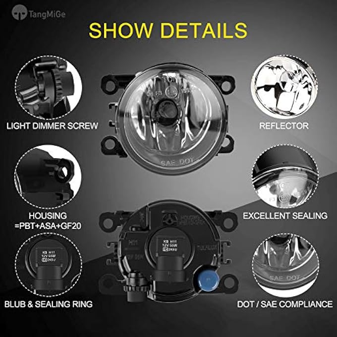 TangMiGe Fog Light Compatible With Nisen Honda Ford Acura Subaru Suzuki Lincoln Jaguar Replacement 4F9Z15200Aa 4F9Z15200Aacp Fo2592217 88358 1 Piece Fog Lamp - Image 5