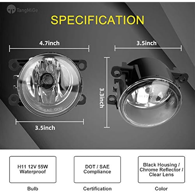 TangMiGe Fog Light Compatible With Nisen Honda Ford Acura Subaru Suzuki Lincoln Jaguar Replacement 4F9Z15200Aa 4F9Z15200Aacp Fo2592217 88358 1 Piece Fog Lamp - Image 4