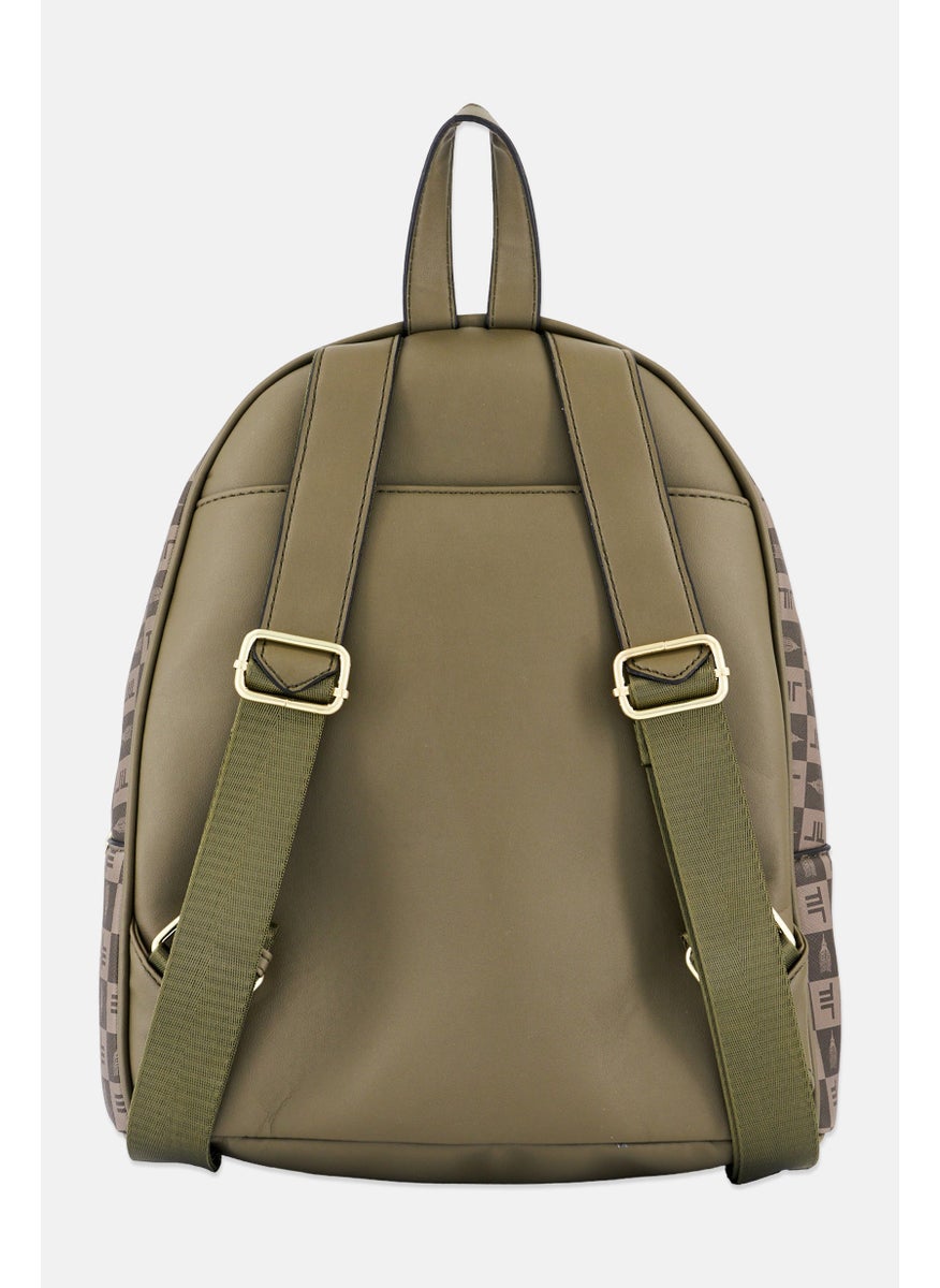 London Fog - Women Graphic Print Backpack 30 L x 35 H x 16 W cm, Olive Combo - Image 1