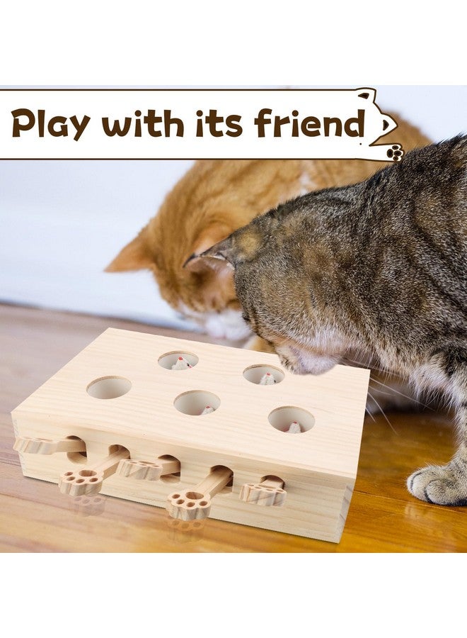 لعبة قطط خشبية من 5 فتحات من لعبة واك أ مول، لعبة واك أ مول 3 في 1 لخدش القطط ولعبة للاستخدام الداخلي والخارجي، ألعاب قطط تفاعلية، ألعاب قطط للقطط الصغيرة والكبيرة - Image 5